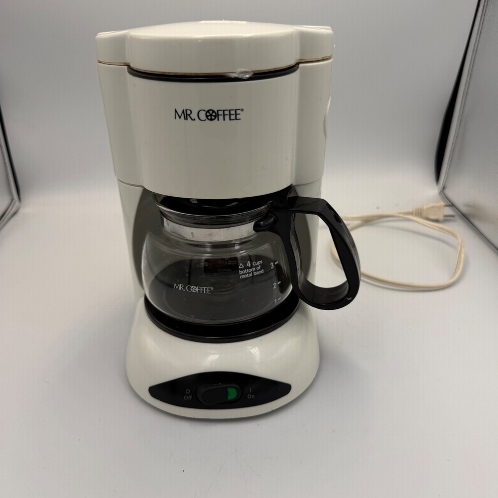 Mr. Coffee 4 Cup Drip Coffee Maker White Model NL4 with Glass Carafe 600W